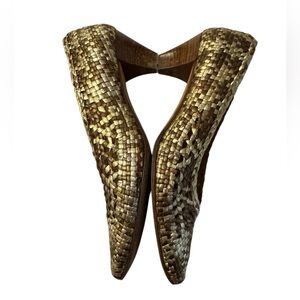 Cori Leather Woven Pumps Low Heel Women's Size 9